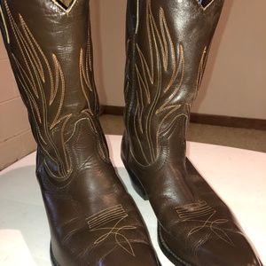 Men Western Brown Leather Boots Size 11 by Boulet